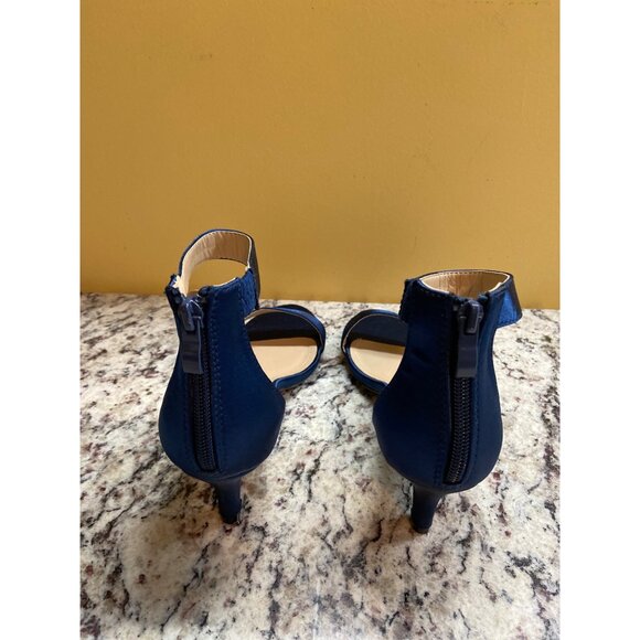 Dream Pairs Satin Ankle Strap Heels 7 Fiona Navy Blue Open Toe Dressy - Picture 7 of 8